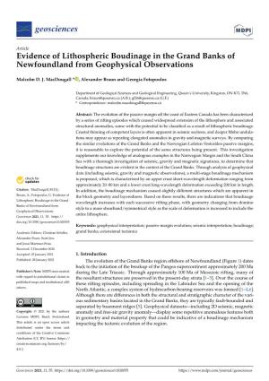 Evidence of Lithospheric Boudinage in the Grand Banks of Newfoundland from Geophysical Observations