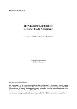 The Changing Landscape of Regional Trade Agreements