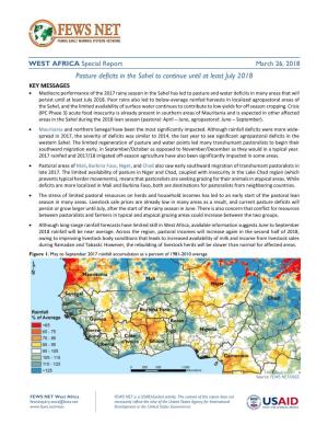 Pasture Deficits in the Sahel to Continue Until at Least July 2018