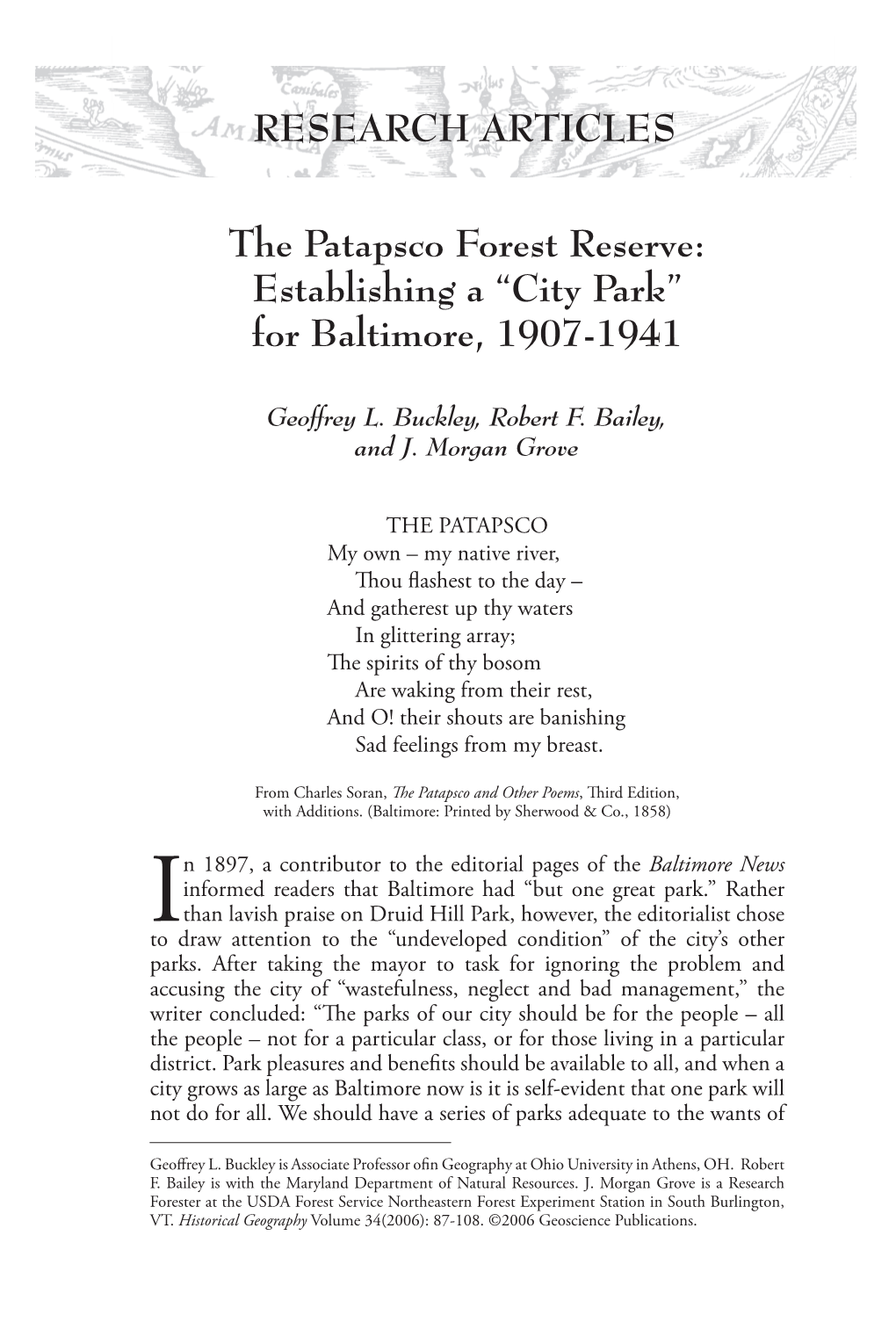 The Patapsco Forest Reserve: Establishing a “City Park” for Baltimore, 1907-1941