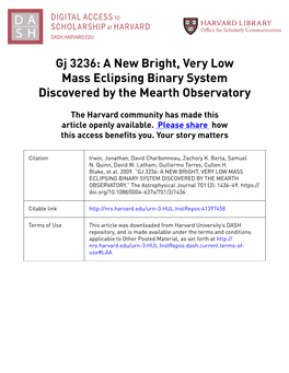 Gj 3236: a New Bright, Very Low Mass Eclipsing Binary System Discovered by the Mearth Observatory