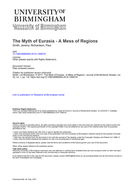 University of Birmingham the Myth of Eurasia