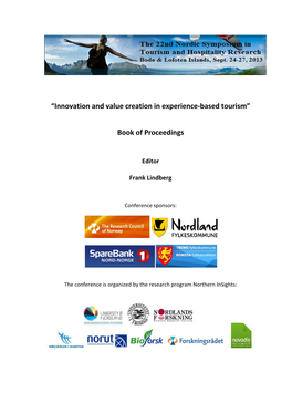 “Innovation and Value Creation in Experience-Based Tourism” Book of Proceedings