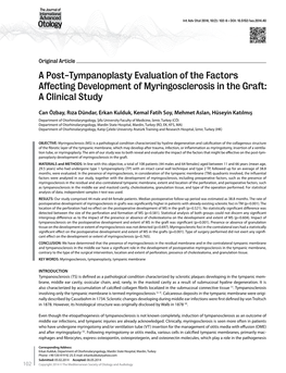 A Post-Tympanoplasty Evaluation of the Factors Affecting Development of Myringosclerosis in the Graft: a Clinical Study