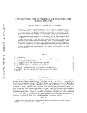 Spinors of Real Type As Polyforms and the Generalized Killing Equation 11