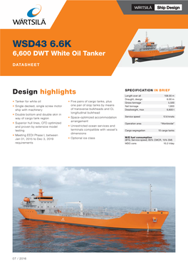 WSD43 6.6K DWT White Oil Tanker