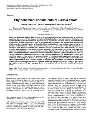 Phytochemical Constituents of Cassia Fistula