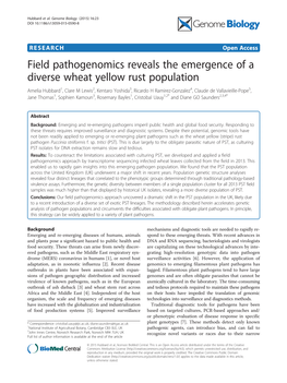 Field Pathogenomics Reveals the Emergence of a Diverse Wheat Yellow Rust Population