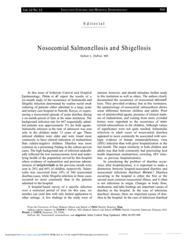 Nosocomial Salmonellosis and Shigellosis