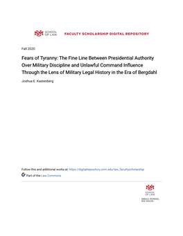 Fears of Tyranny: the Fine Line Between Presidential Authority