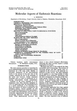 Molecular Aspects of Endotoxic Reactions A