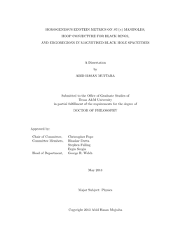 HOMOGENEOUS EINSTEIN METRICS on SU(N) MANIFOLDS, HOOP CONJECTURE for BLACK RINGS, and ERGOREGIONS in MAGNETISED BLACK HOLE SPACE