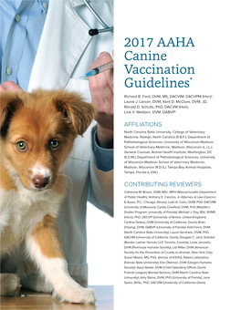 2017 AAHA Canine Vaccination Guidelines* Richard B