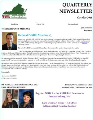 VSHE Newsletter October 2018