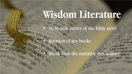 Wisdom Literature Hebrew Poetry