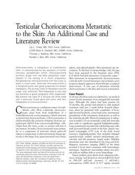 Testicular Choriocarcinoma Metastatic to the Skin: an Additional Case and Literature Review Lily L