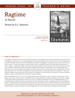 Ragtime a Novel Written by E.L