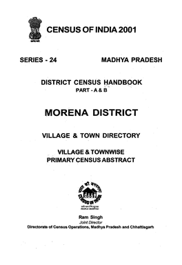 District Census Handbook, Morena, Part XII-A & B, Series-24