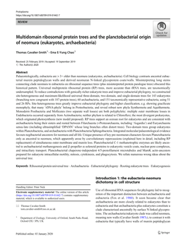 Multidomain Ribosomal Protein Trees and the Planctobacterial Origin of Neomura (Eukaryotes, Archaebacteria)