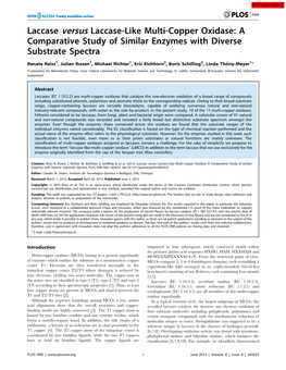 Laccase Versus Laccase-Like Multi-Copper Oxidase: a Comparative Study of Similar Enzymes with Diverse Substrate Spectra