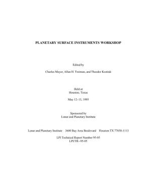Planetary Surface Instrument Workshop Report (1995)