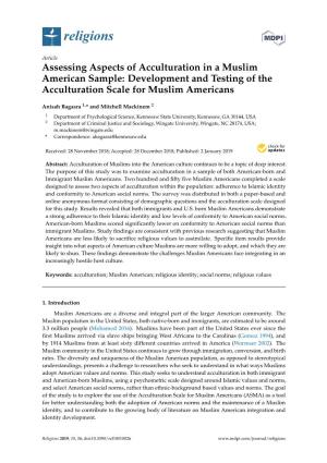 Assessing Aspects of Acculturation in a Muslim American Sample: Development and Testing of the Acculturation Scale for Muslim Americans