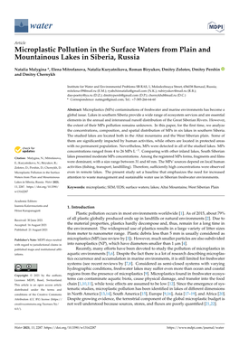 Microplastic Pollution in the Surface Waters from Plain and Mountainous Lakes in Siberia, Russia