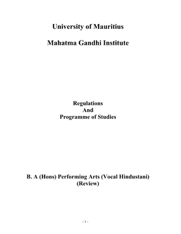 University of Mauritius Mahatma Gandhi Institute