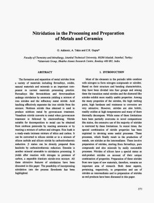 Nitridation in the Processing and Preparation of Metals and Ceramics