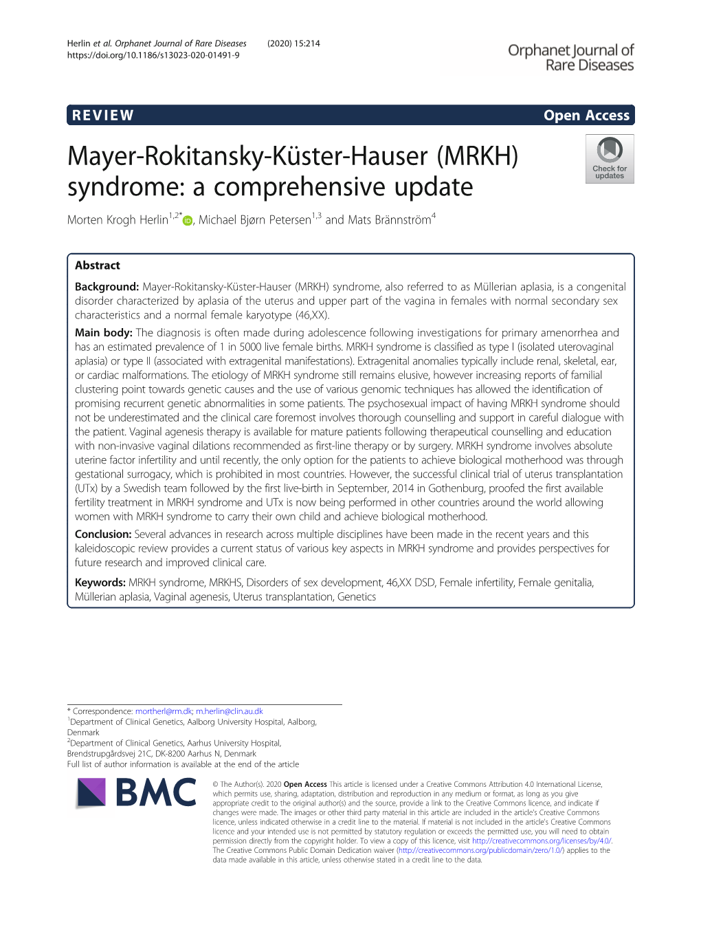 Mayer-Rokitansky-Küster-Hauser (MRKH) Syndrome: A Comprehensive Update ...