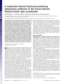 A Nonprotein Thermal Hysteresis-Producing Xylomannan Antifreeze in the Freeze-Tolerant Alaskan Beetle Upis Ceramboides