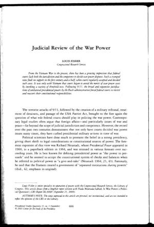 Judicial Review of the War Power