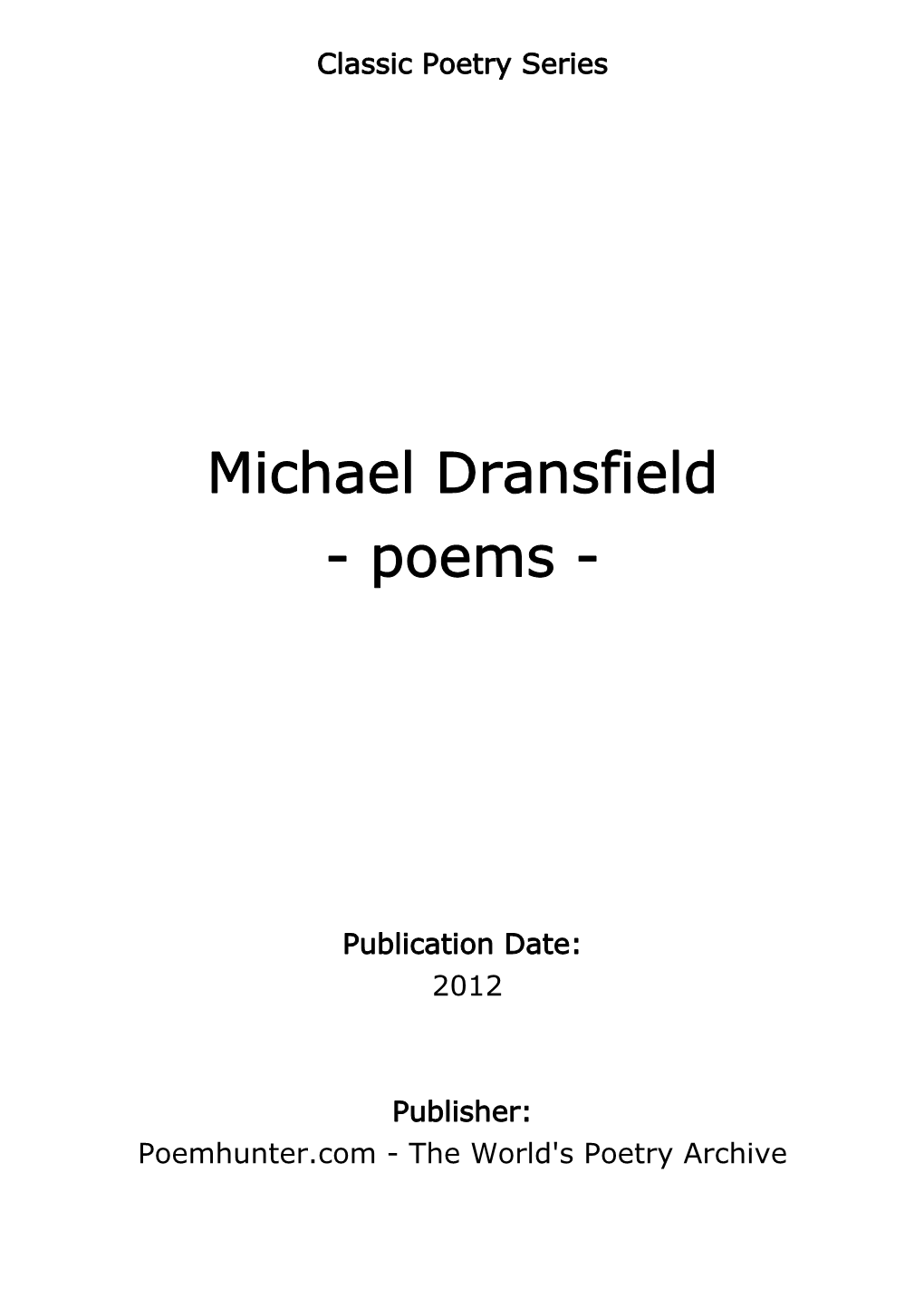 Michael Dransfield - Poems