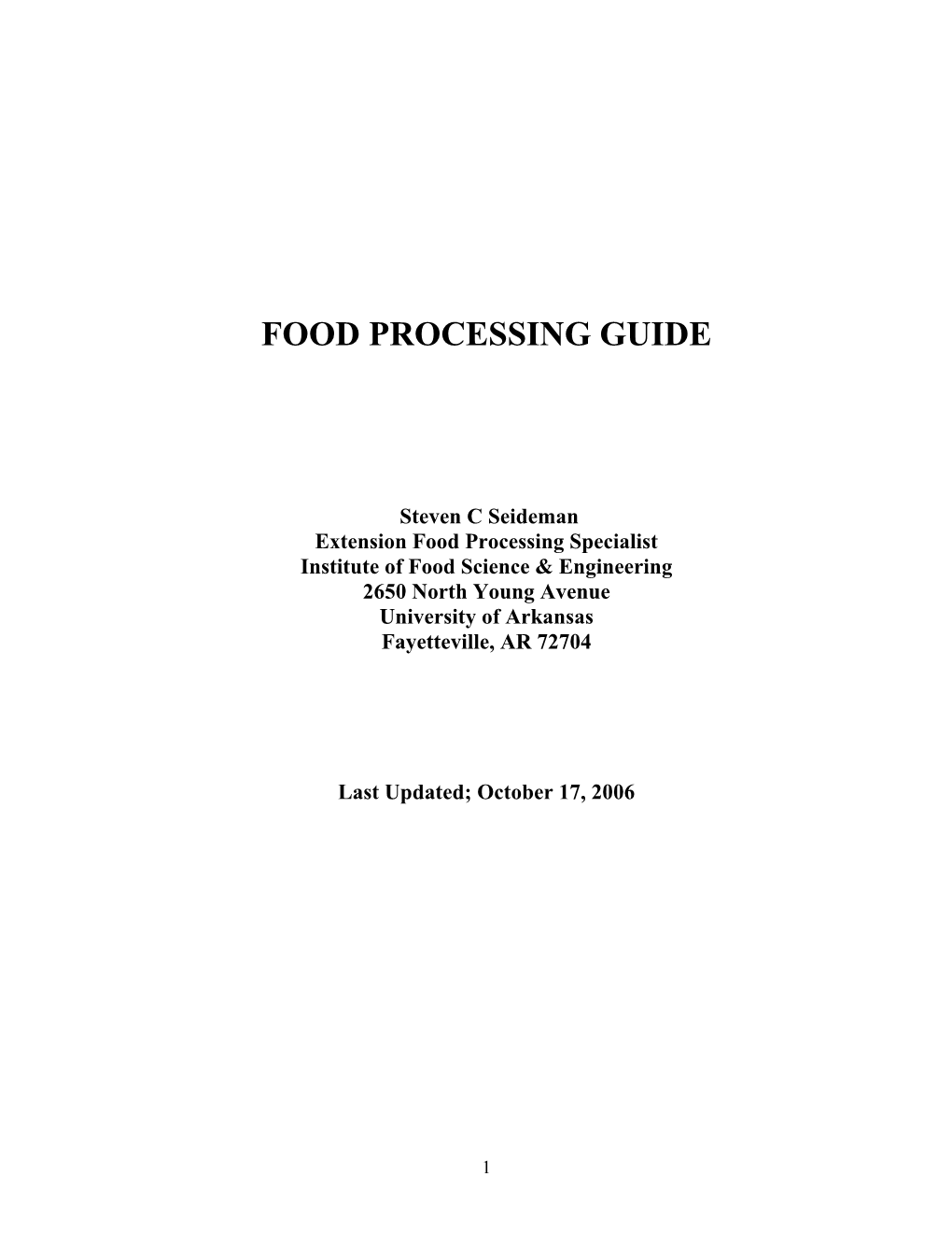 Food Processing Guide