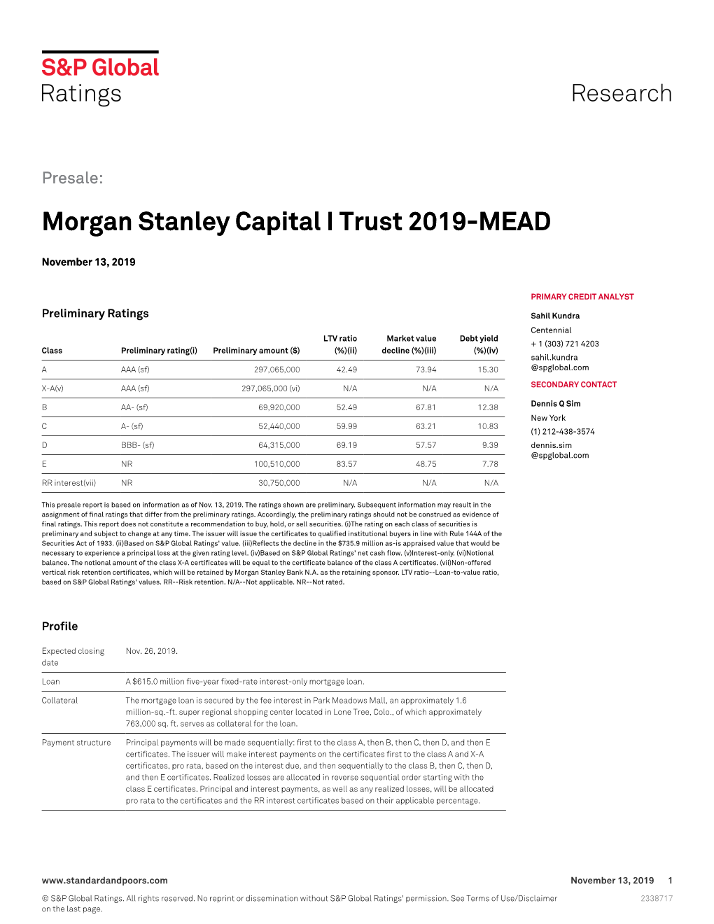 Morgan Stanley Capital I Trust 2019-MEAD