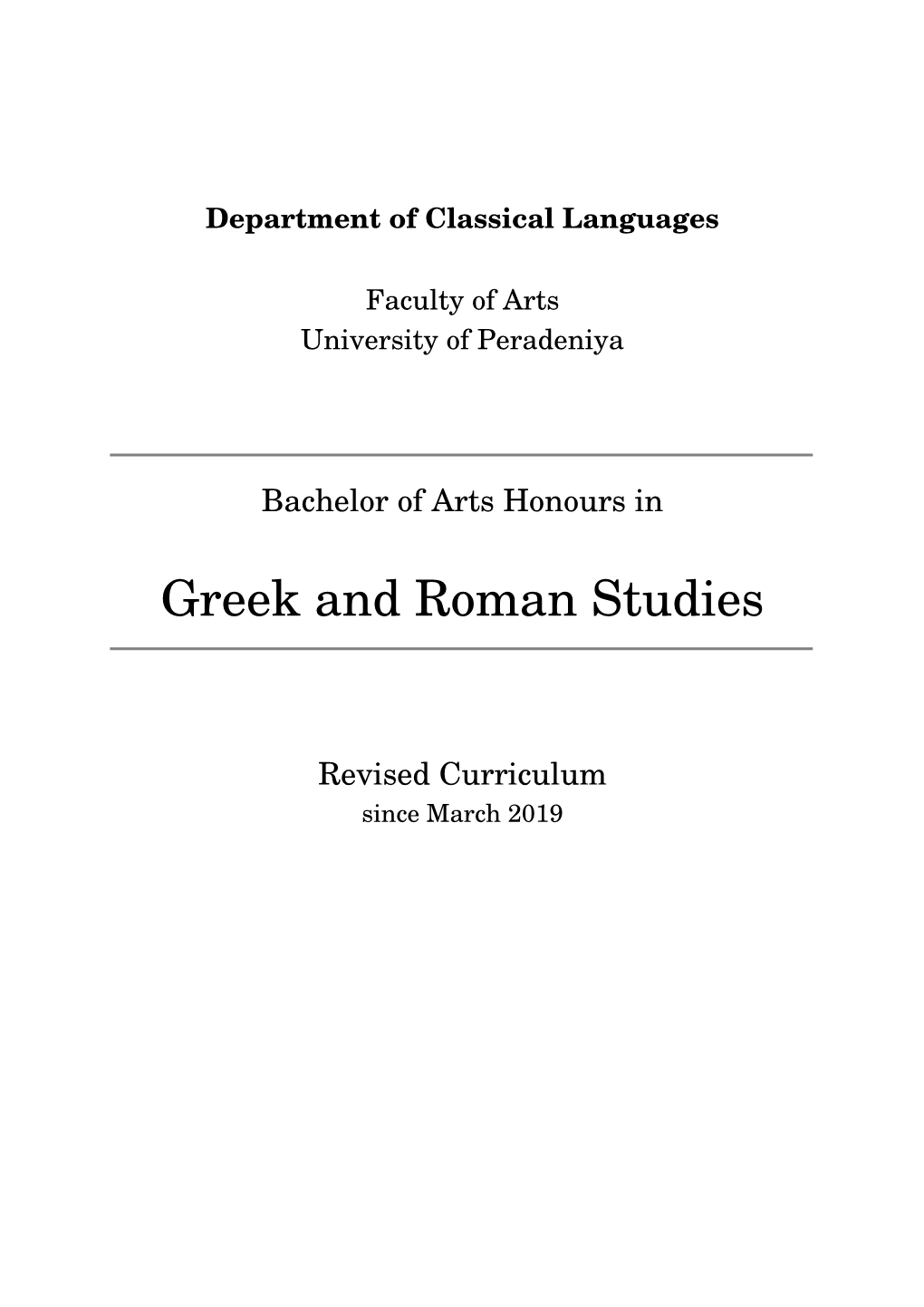 Greek and Roman Studies