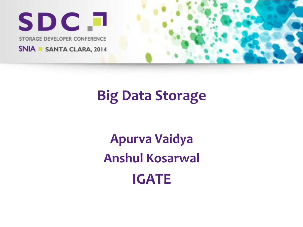 Big Data Storage IGATE