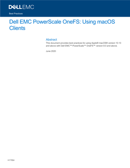 Dell EMC Powerscale Onefs: Using Macos Clients