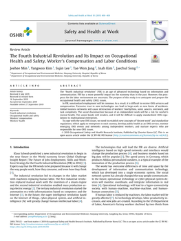 The Fourth Industrial Revolution and Its Impact on Occupational Health and Safety, Worker's Compensation and Labor Conditions