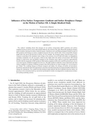 Influences of Sea Surface Temperature Gradients and Surface