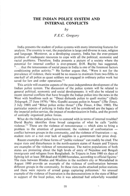 THE INDIAN POLICE SYSTEM and INTERNAL CONFLICTS by F.E.C. Gregory