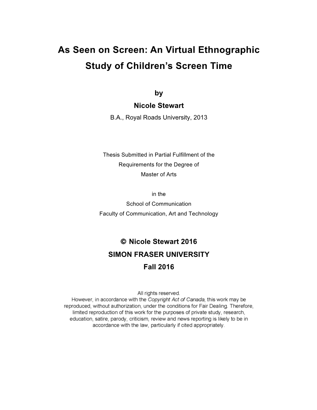 An Virtual Ethnographic Study of Children's Screen Time