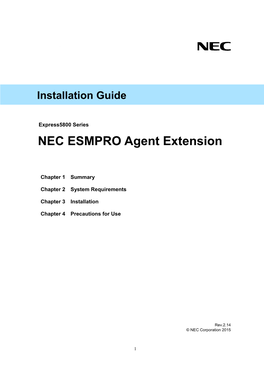 NEC ESMPRO Agent Extension Installation Guide