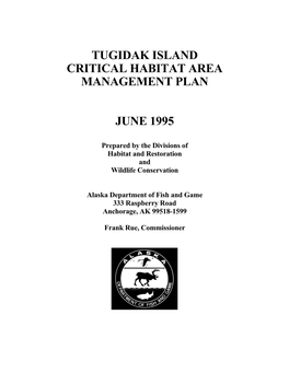 Tugidak Island Critical Habitat Area Final Management Plan