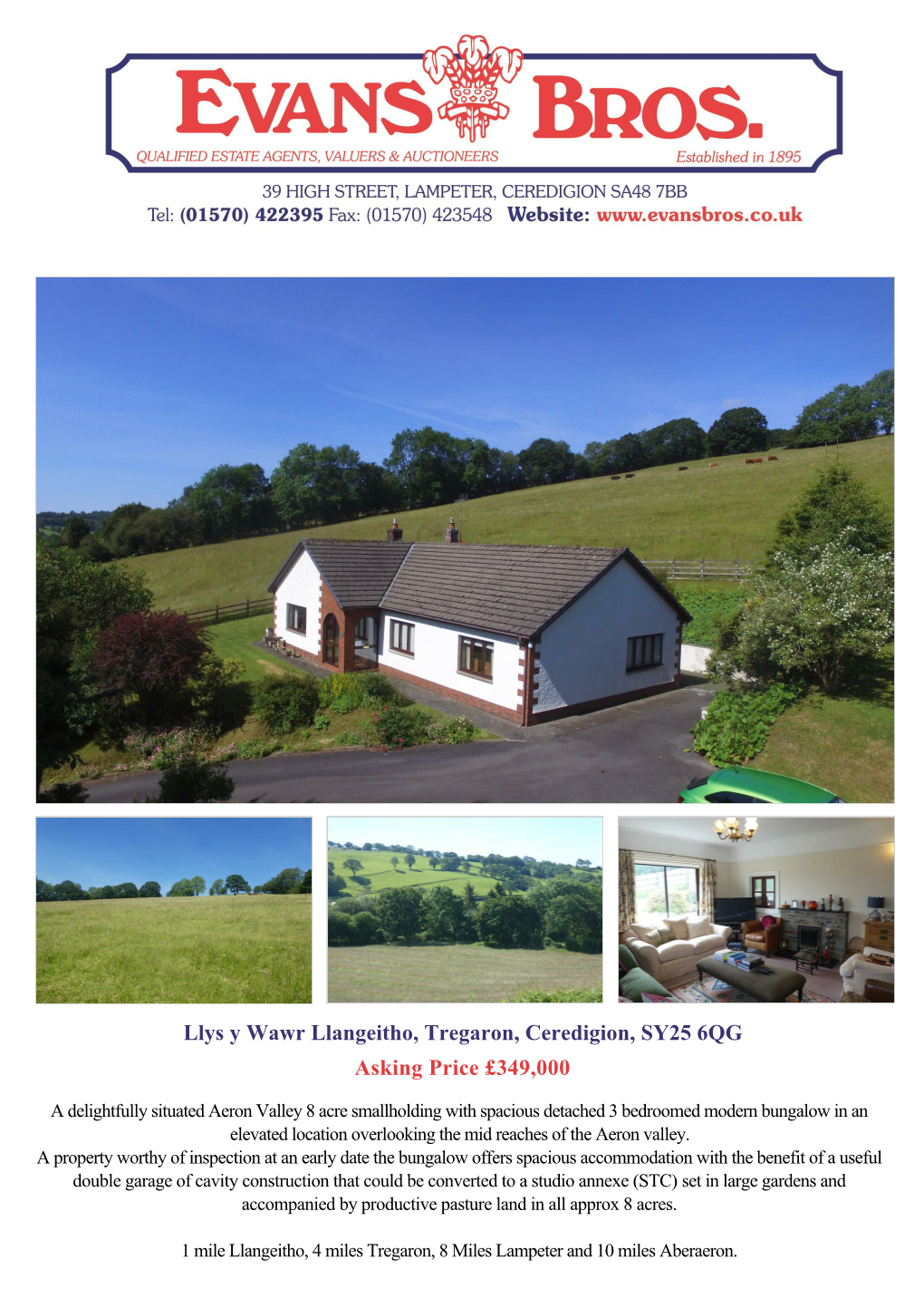 Llys Y Wawr Llangeitho, Tregaron, Ceredigion, SY25 6QG Asking Price £349,000