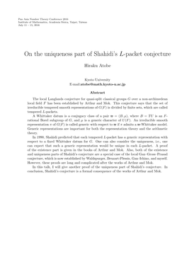 On the Uniqueness Part of Shahidi's L-Packet Conjecture