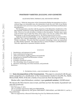 Arxiv:1111.3660V1 [Math.AG] 15 Nov 2011 Edsustetrekonoe Ntr,Adte E O H Fa the How See Then and Between