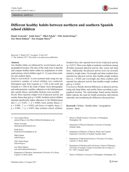 Different Healthy Habits Between Northern and Southern Spanish School Children