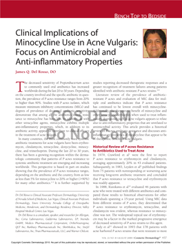 Clinical Implications of Minocycline Use in Acne Vulgaris: Focus on Antimicrobial and Anti-Inflammatory Properties James Q