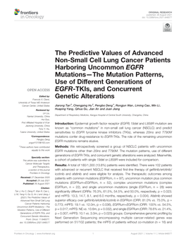 The Predictive Values of Advanced Non-Small Cell Lung